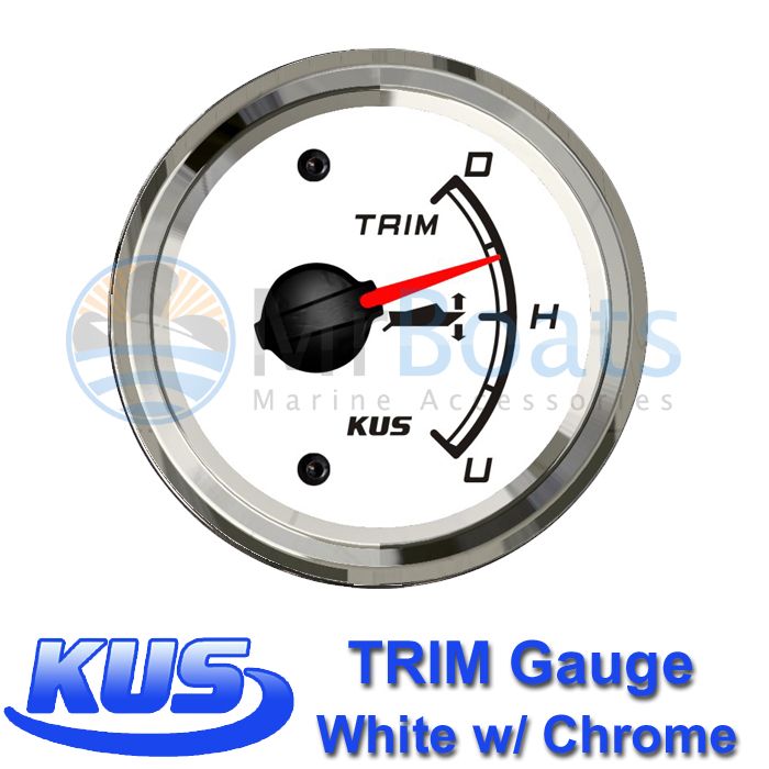 BOAT TRIM GAUGE WHITE & CHROME Dia 2" 52MM OUTBOARD 0190Ω 12V 24V FREE
